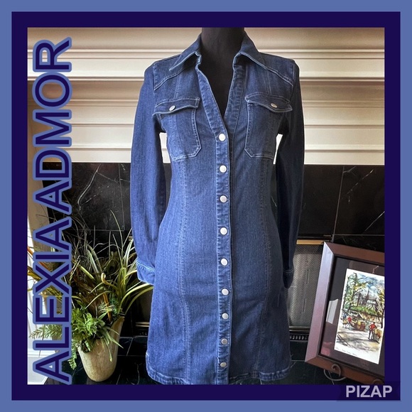 Alexia Admor Dresses & Skirts - ALEXIA ADMOR DENIM SNAP, LONG-SLEEVED DRESS